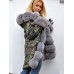 Faux Fur Hooded Camouflage Long Sleeve Overcoat