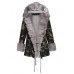 Faux Fur Hooded Camouflage Long Sleeve Overcoat