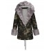 Faux Fur Hooded Camouflage Long Sleeve Overcoat