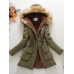 Patchwork Hooded Flocking Lace-Up Zipper Overcoat