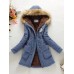 Patchwork Hooded Flocking Lace-Up Zipper Overcoat