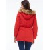 Patchwork Hooded Flocking Lace-Up Zipper Overcoat