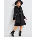 Horn Button Faux Fur Patchwork Overcoat