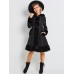 Horn Button Faux Fur Patchwork Overcoat