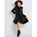 Horn Button Faux Fur Patchwork Overcoat