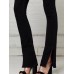 Plain Slit Skinny Button Women's Jeans