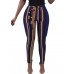 Lace-Up Stripe High Waist Women's Leggings