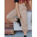 Solid Color Block Pocket Women's Casual Pants