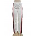 Button Side Stripe Loose Women's Casual Pants