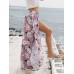 Floral Print Slit Women's Casual Pants