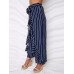 Falbala Stripe Wide Legs Women's Casual Pants