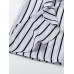 Falbala Stripe Wide Legs Women's Casual Pants