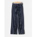 Falbala Stripe Wide Legs Women's Casual Pants