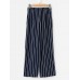 Falbala Stripe Wide Legs Women's Casual Pants