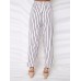 Falbala Stripe Wide Legs Women's Casual Pants