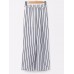 Falbala Stripe Wide Legs Women's Casual Pants