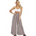 Wide Legs Stripe Bandage Women's Casual Pants