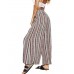 Wide Legs Stripe Bandage Women's Casual Pants