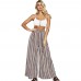 Wide Legs Stripe Bandage Women's Casual Pants