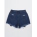 Denim Floral Embroidery Slim Fit Women's Shorts