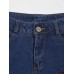 Denim Floral Embroidery Slim Fit Women's Shorts