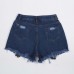 Denim Floral Embroidery Slim Fit Women's Shorts