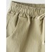 Loose Plain Elastic Third Pants