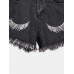 Ripped Embroidery Denim Women's Shorts