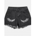 Ripped Embroidery Denim Women's Shorts