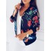 Floral Print Zipper Long Sleeves Women's Jacket