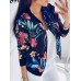 Floral Print Zipper Long Sleeves Women's Jacket