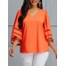 OL Style V-Neck  Pure Color Loose T-Shirt