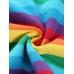 Rainbow Pattern  High Zipper V-Neck T-shirt