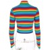 Rainbow Pattern  High Zipper V-Neck T-shirt