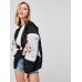 Black And White Zipper Long Sleeve Women's Jacket