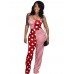 Polka Dot Stripe Splicing Jumpsuits