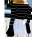 Women's Striped Patchwokr Falbala Sleeve T-shirt