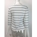 Women's Striped Patchwokr Falbala Sleeve T-shirt