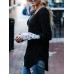 Women's Hollow Out Lace Split Long Sleeve T-shirt