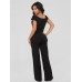 Black Belet Short Sleeve Women's Jumpsuits