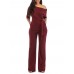 Oblique Shoulder Slim Plain Women's Jumpsuits