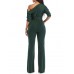 Oblique Shoulder Slim Plain Women's Jumpsuits