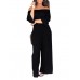 Plain Off Shoulder Wide Legs Jumpsuit