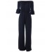 Plain Off Shoulder Wide Legs Jumpsuit