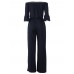 Plain Off Shoulder Wide Legs Jumpsuit