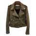 PU Front Zipper Lapel Jacket