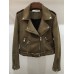 PU Front Zipper Lapel Jacket