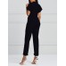 Pure Color Women's Sexy V-Neck Jumpsuit