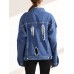 Hole Denim Loose Long Sleeve Women's Jacket