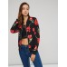 Floral Print Zip Stand Collar Women's Jacket